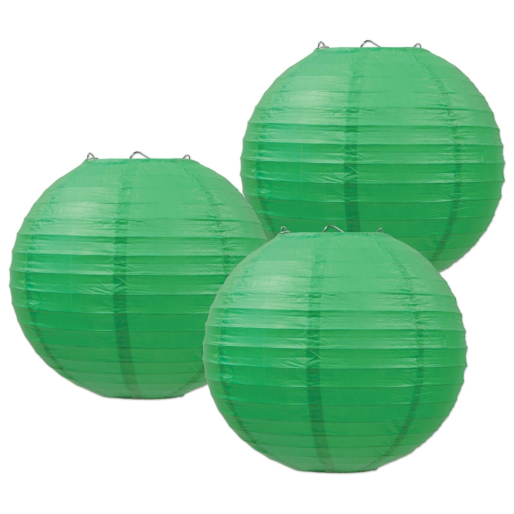 Paper Lanterns - Green, 24cm, 3/pkg