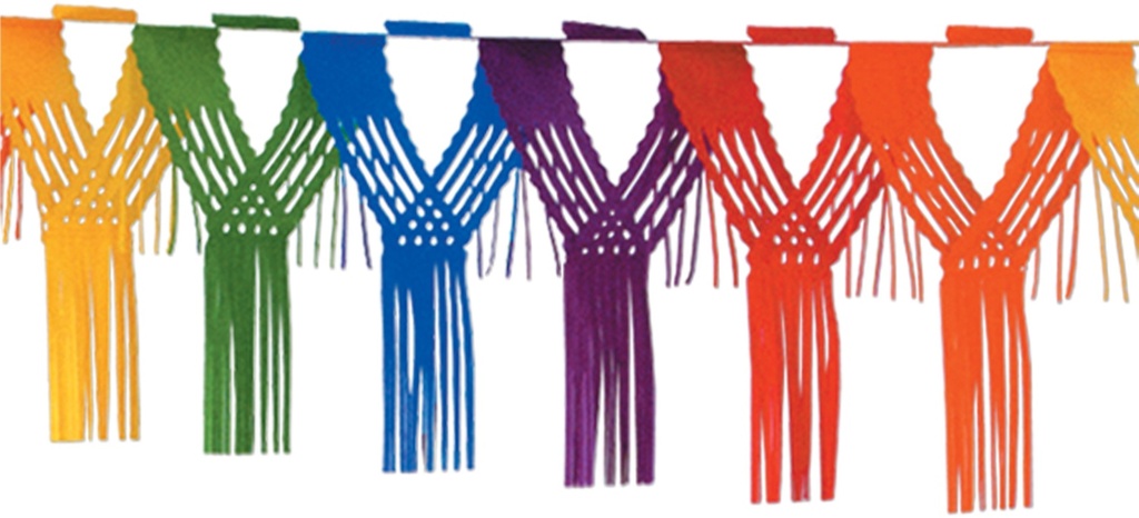 3.6m x 50cm Drop Fringe Garland - Red/Blue