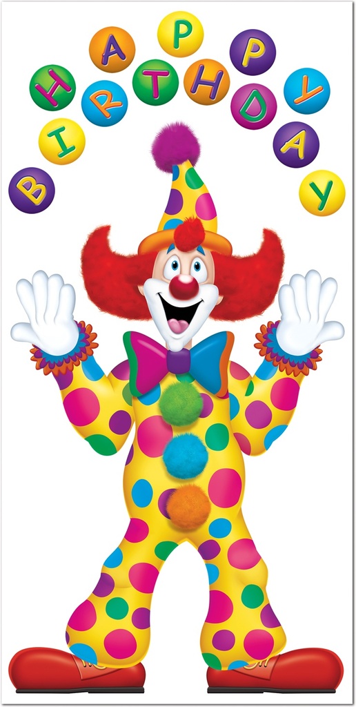 1.5m x 76cm Birthday Clown Door Cover