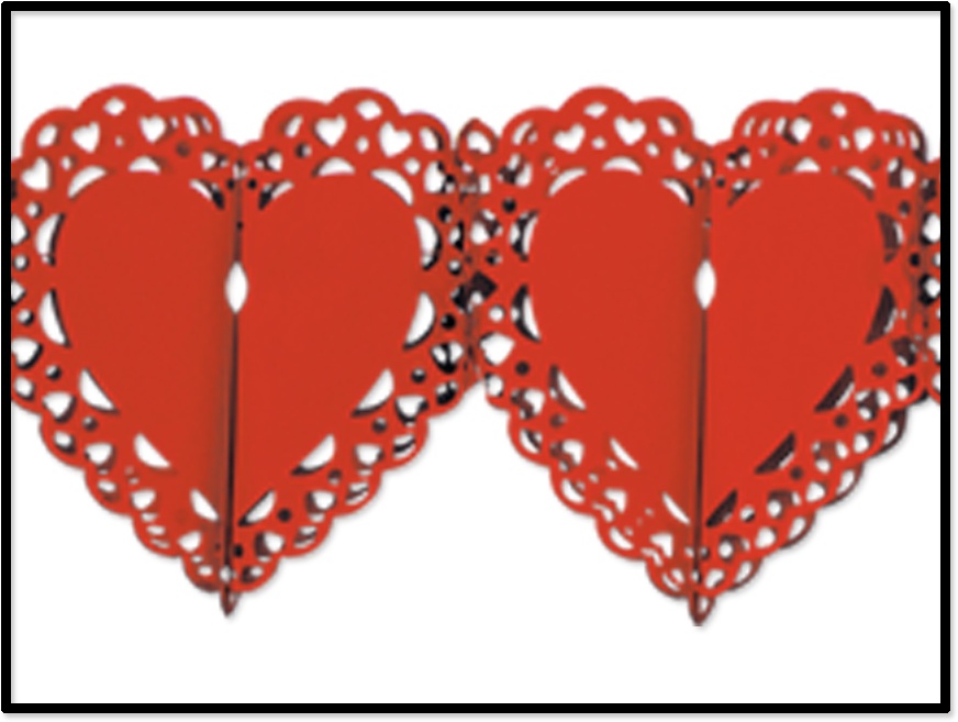 3.6m x 18cm Lace Heart Garland