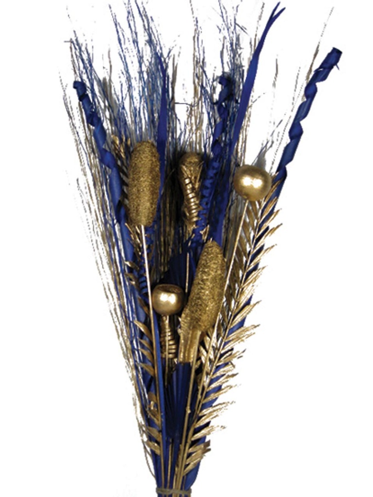 Vase Filler with Assorted Dry Flowers and Stems - Gold/Blue