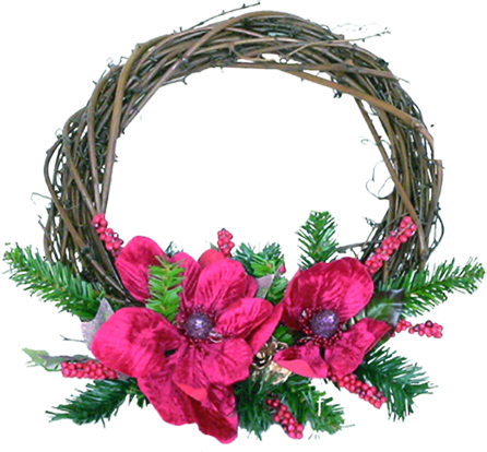 Rattan Wreath with Peony, 35cm