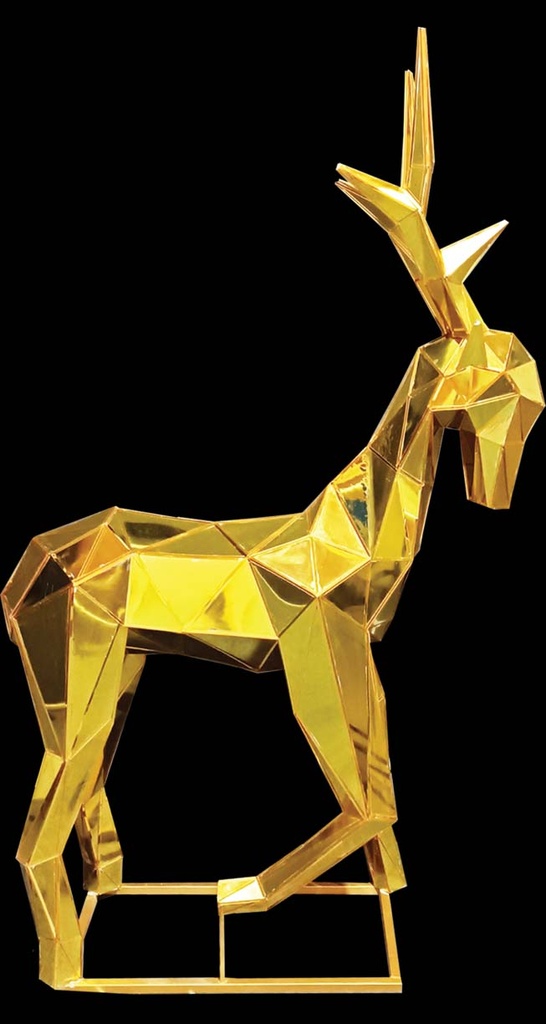 180cmH 3D Acrylic Mirror Panel Deer, Gold