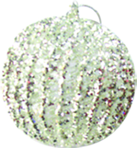 8cm Glass ball with Glitter - Silver