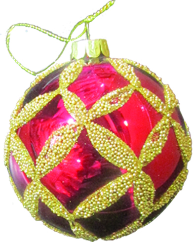 8cm Decorative Glass ball - Gold/Red