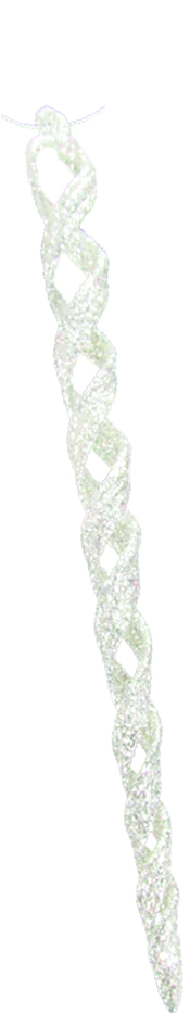 24cm Glittered Slim Icicle - Transparent Silver