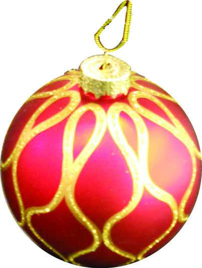 10cm Matte Ball - Red with Gold Paint