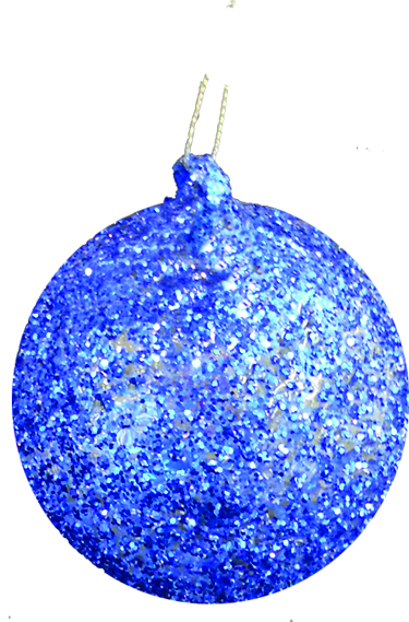 10cm Glittered Studded Ball - Blue