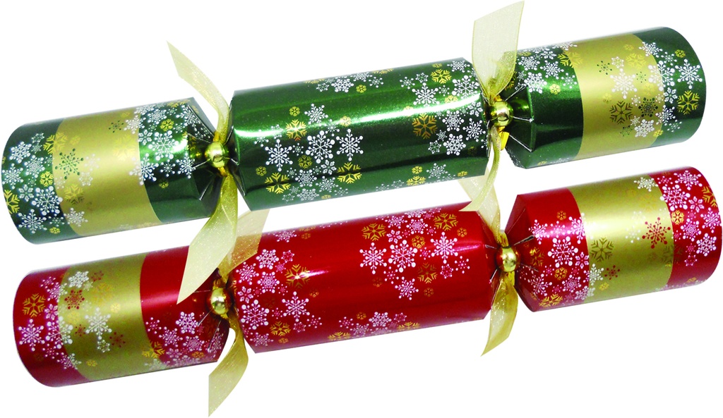 12" Classic Crackers - Red/Green with Gold/White Design