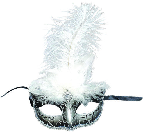 Feather Mask - Black/Silver
