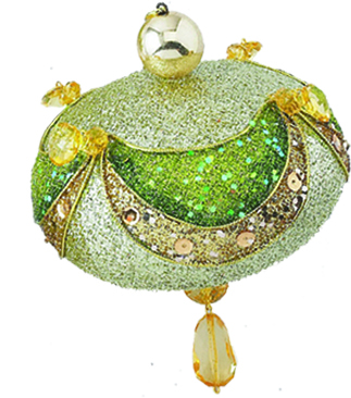 11cm Decorative Tasseled Onion - Green/Champagne