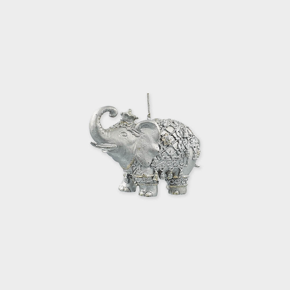 8cm Glittered Elephant - Silver