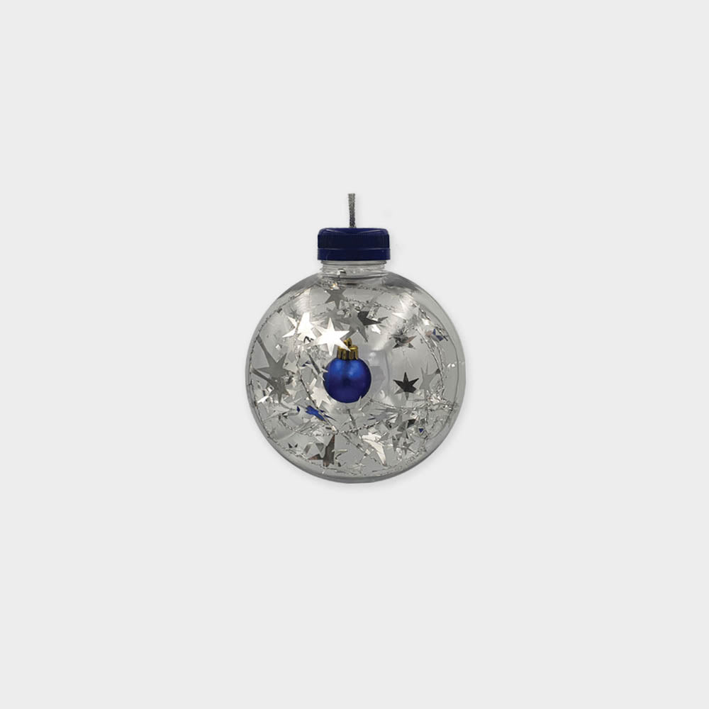 13cm Clear Balls with Fillers - Silver/Blue