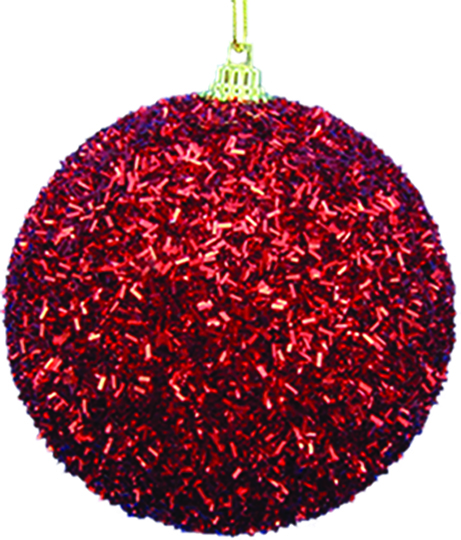 8cm Tinsel ball - Red