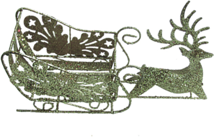 Metallic Reindeer with Sleigh, 25cm