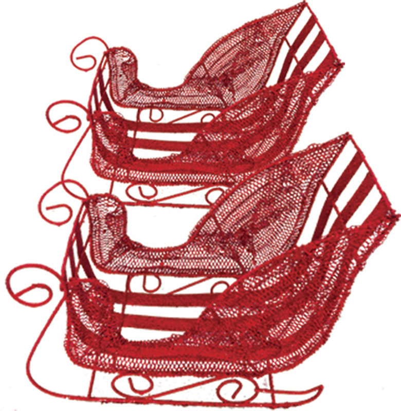 23cm Sleigh Centrepiece - Red
