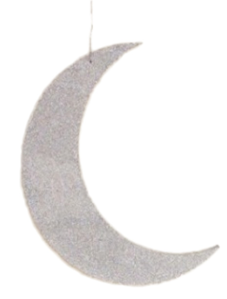 28cm Glittered Acrylic Crescent - Silver