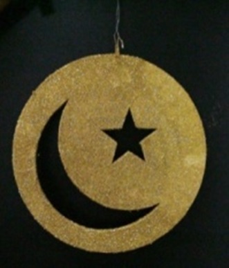 38cm Glittered Acrylic Moon with Crescent and Star Cut Out - Gold