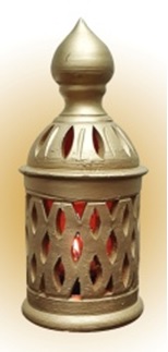 42cm High x 20cmD Traditional Arabic Clay Pot - Gold