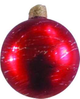 8cm Scratch Design Bauble - Red/Silver