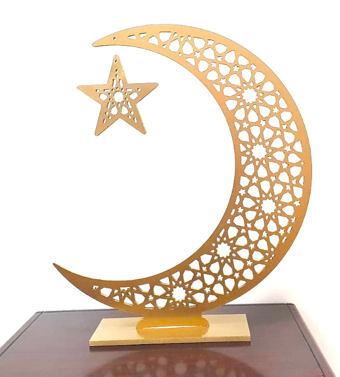 100cm Crescent with Star Centerpiece, Gold