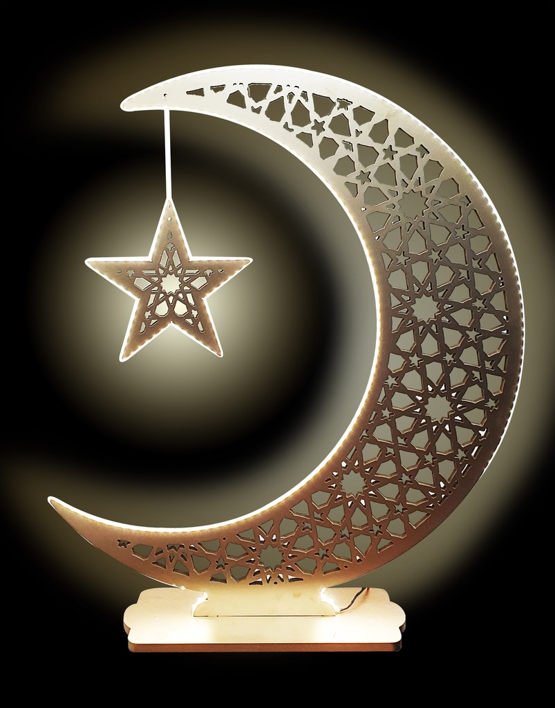 100cm Illuminated Crescent with Star Centerpiece