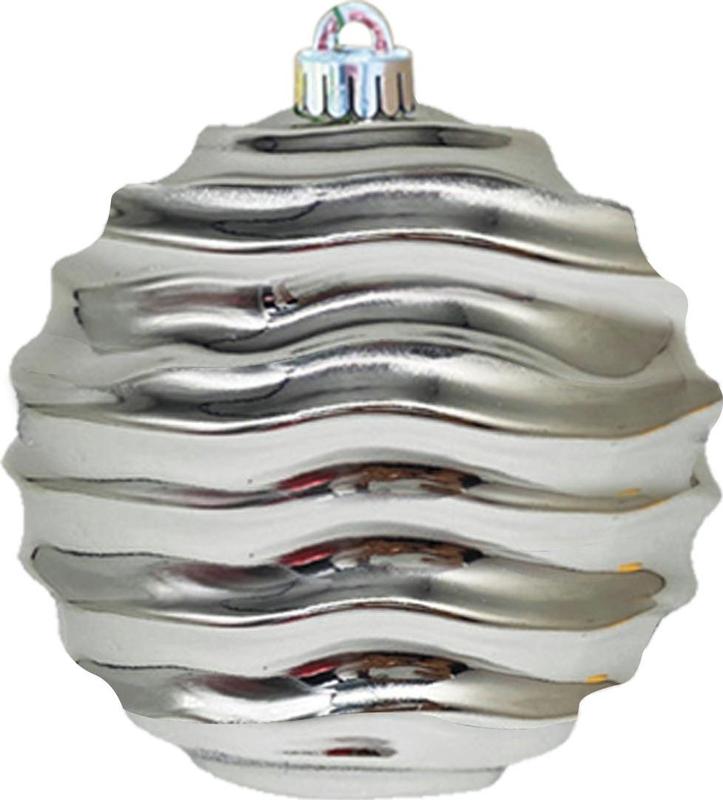 15cm Shiny Wavy Ball - Silver