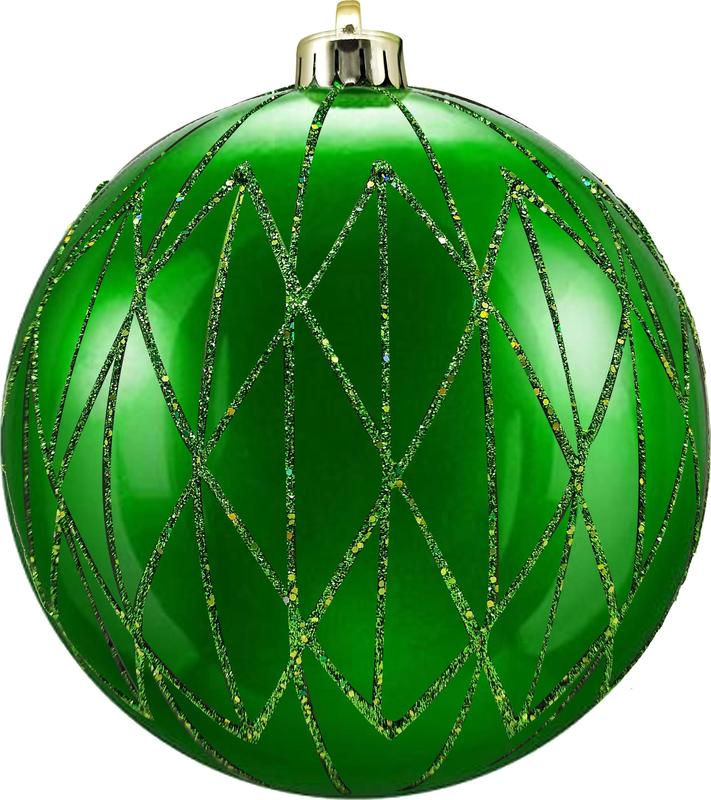 15cm Glittered Diamond Ball - Green