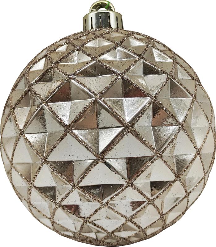 12cm Glittered Diamond Ball - Champagne