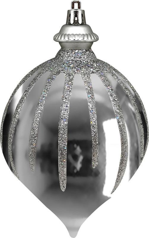 15cm Glittered Shiny Drop - Silver