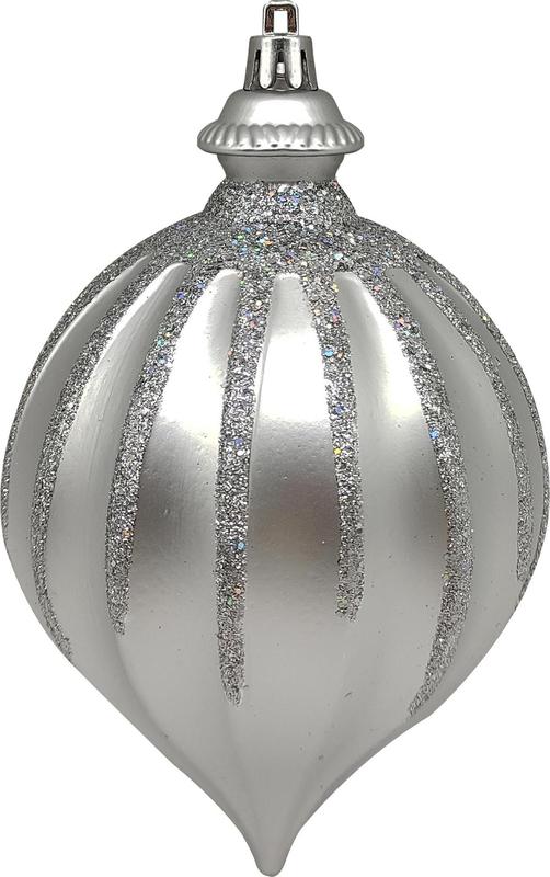 15cm Glittered Matte Drop - Silver
