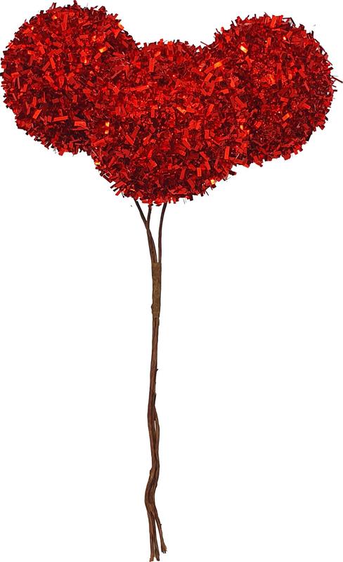 4cm Mini Tinsel Balls - Red