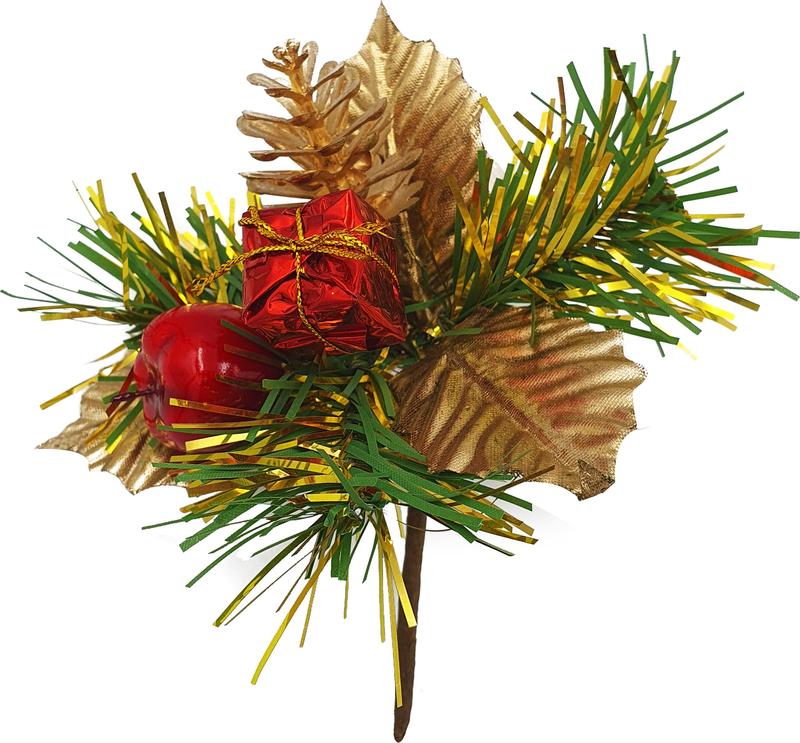 14cm Christmas Pick - Gold/Red