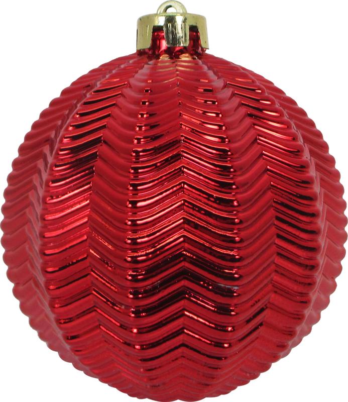 12cm Shiny Ridged Ball- Red