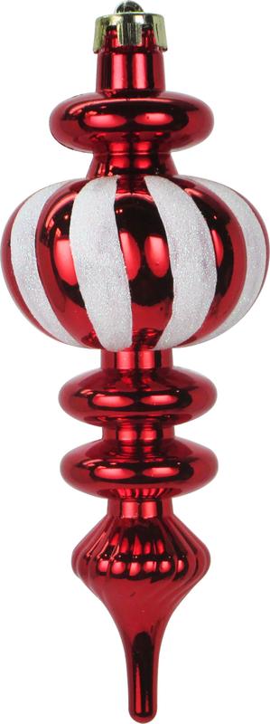 23cm Glittered Finial - Red/White