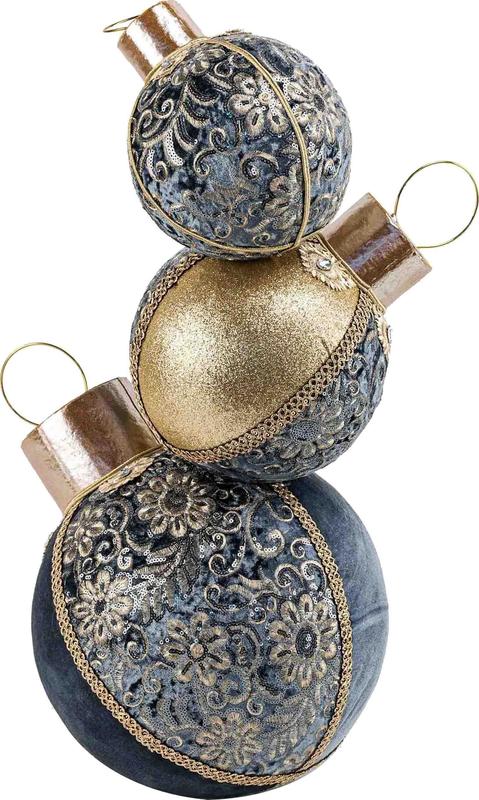 60cm Stack of Baubles - Blue/Gold