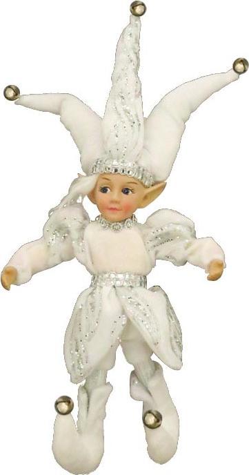 30cm Hanging Jester - White/Silver