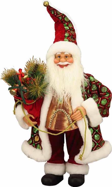 120cm Standing Santa with Rope - Red/Green