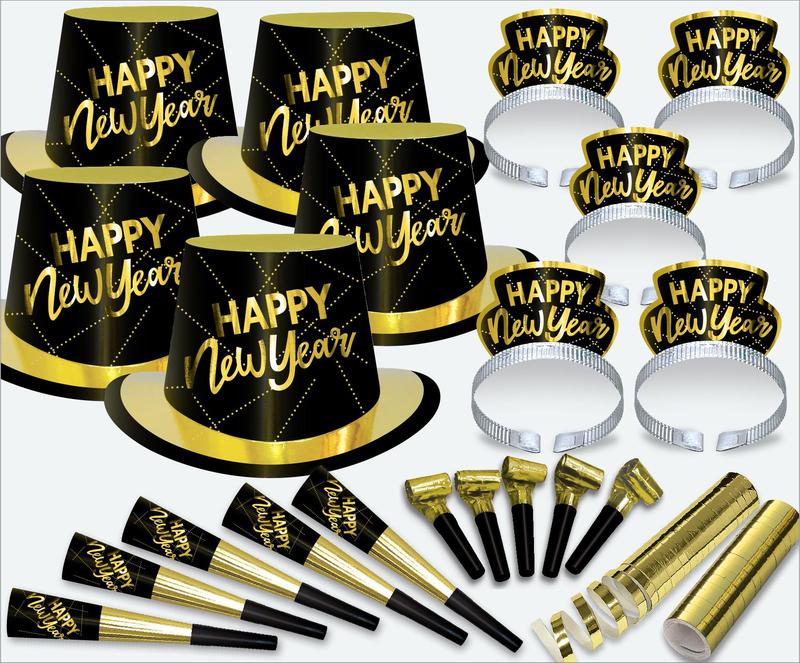 Party Time Gold Assortment for 50 - Gold/Black