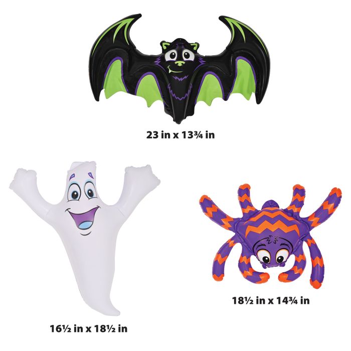 Inflatable Bat Ghost and Spider, 58cm