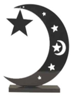 20cm Acrylic Crescent with Star Centerpiece - Black