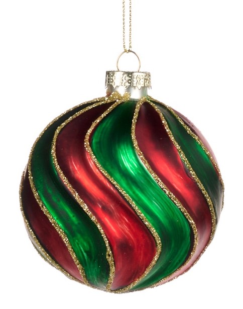 Swirl Stripe Glass Ball, 8cm