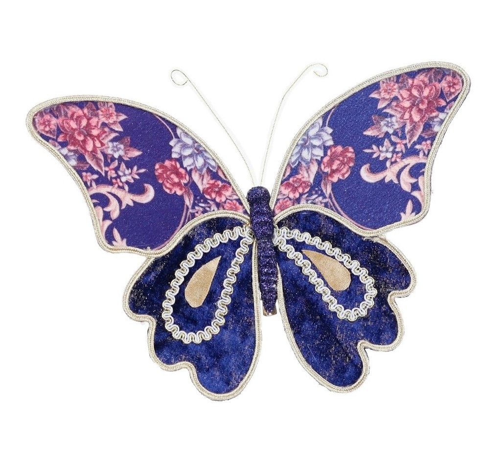 24cm  Fabric Floral Butterfly on Clip