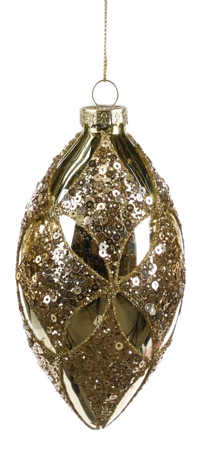 Sequin Glass Teardrop, 12cm