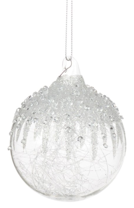 8cm Textured Glass Ball - Clear