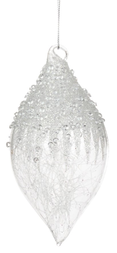12cm Textured Glass Teardrop - Clear