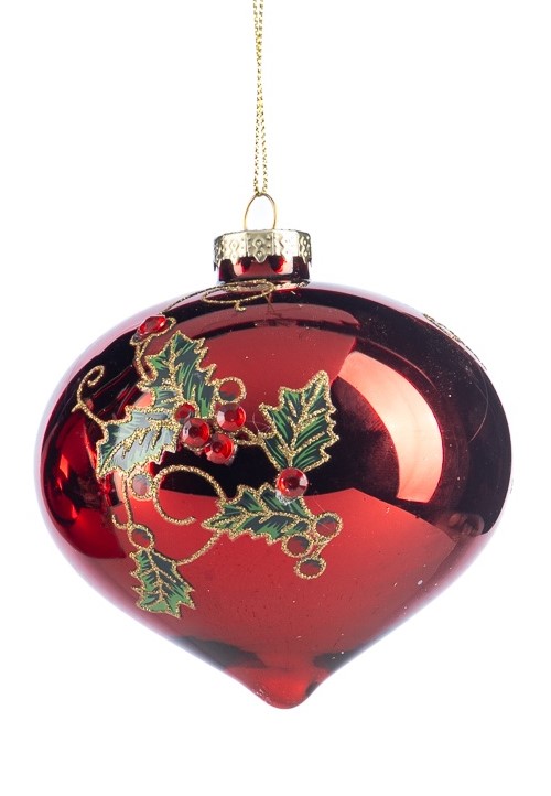 7.5cm Holly Berry Glass Onion - Red/Green
