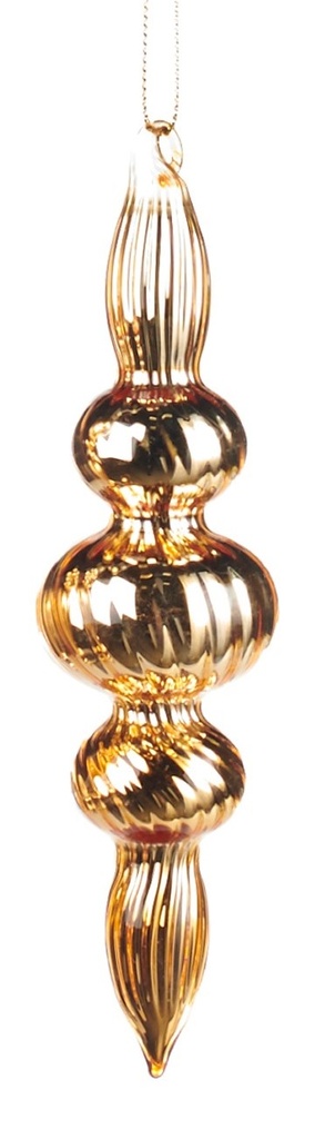 16cm Ribbed Glass Finial - Gold