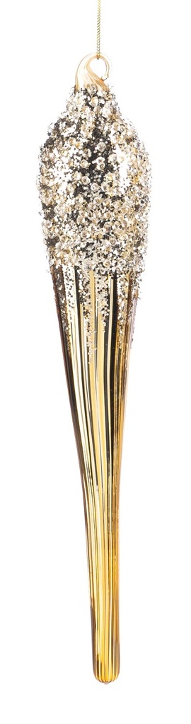30cm Studded Glass Icicle - Gold