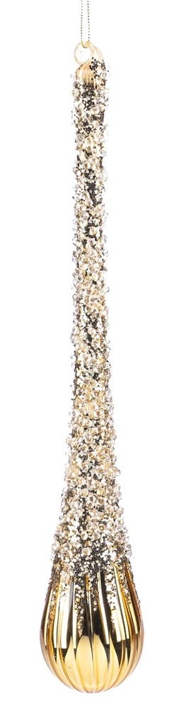 30cm Studded Glass Icicle - Gold